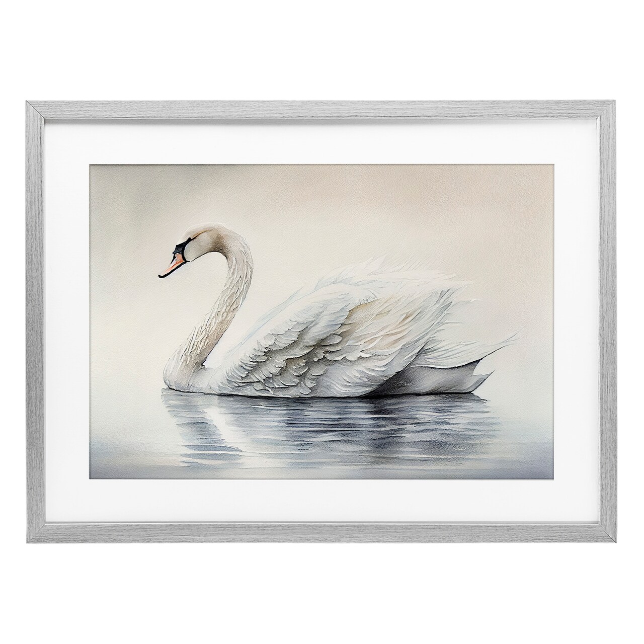 Stupell Industries Elegant Floating Swan Framed Print Under Glass, design by Sasha